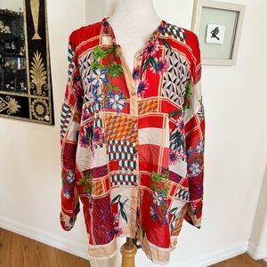 100% Silk Johnny Was Shirt - Size XL